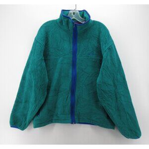 VINTAGE LL Bean Jacket XL Teal Fleece 90s Hiking Full Zip Coat